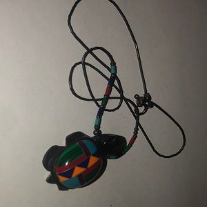 ZUNI INLAID TURTLE FETTISH NECKLACE 925